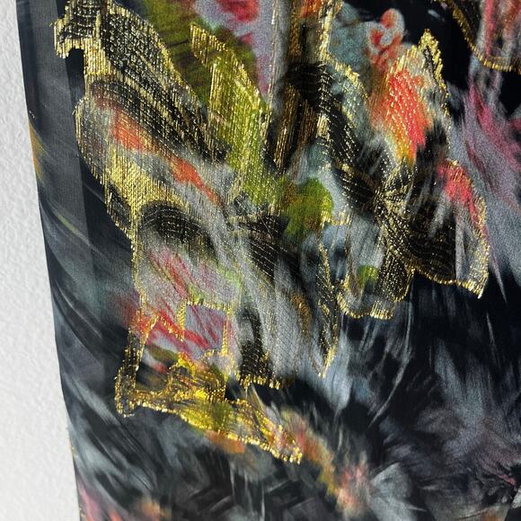 Nicole Miller Collection Silk Formal Floral Gold Metallic Maxi Dress - Picture 10 of 12